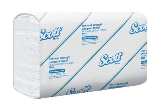 SCOTT 4444 LOW WET STRENGTH COMPACT TOWEL 29.5CM X 19CM 90 SHEETS CTN 24
