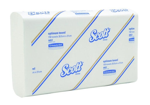 SCOTT 4457 OPTIMUM WHITE TOWEL 30.5CM X 21CM 150 SHEETS CTN 16
