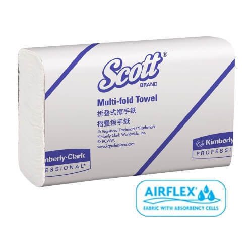 SCOTT 13207 WHITE SLIMTOWEL 24CM X 23.5CM 250 SHEETS CTN 16