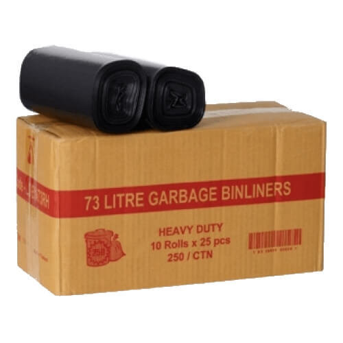 BIN LINER ON A ROLL 73 LITRE HEAVY DUTY BLACK CTN 250