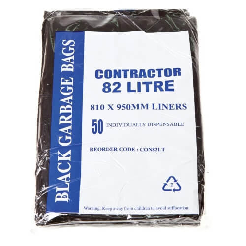 CONTRACTOR BIN LINER 82 LITRE 27UM BLACK CTN 250
