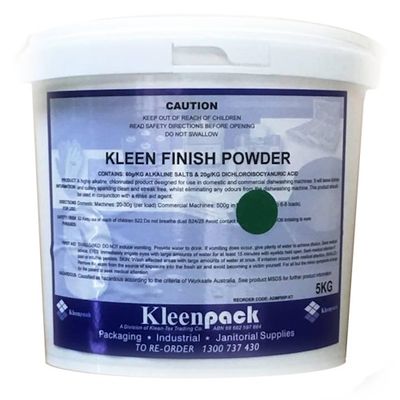 KLEEN FINISH POWDER 5KG FOR DOMESTIC & COMMERCIAL DISHWASHING MACHINES