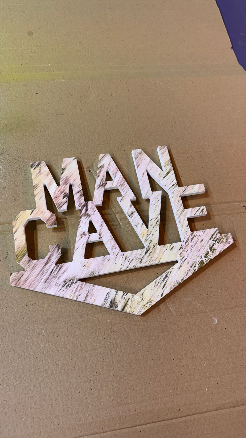 MAN CAVE – Custom painted Acrylic Wall Sign - 336mm x 262mm