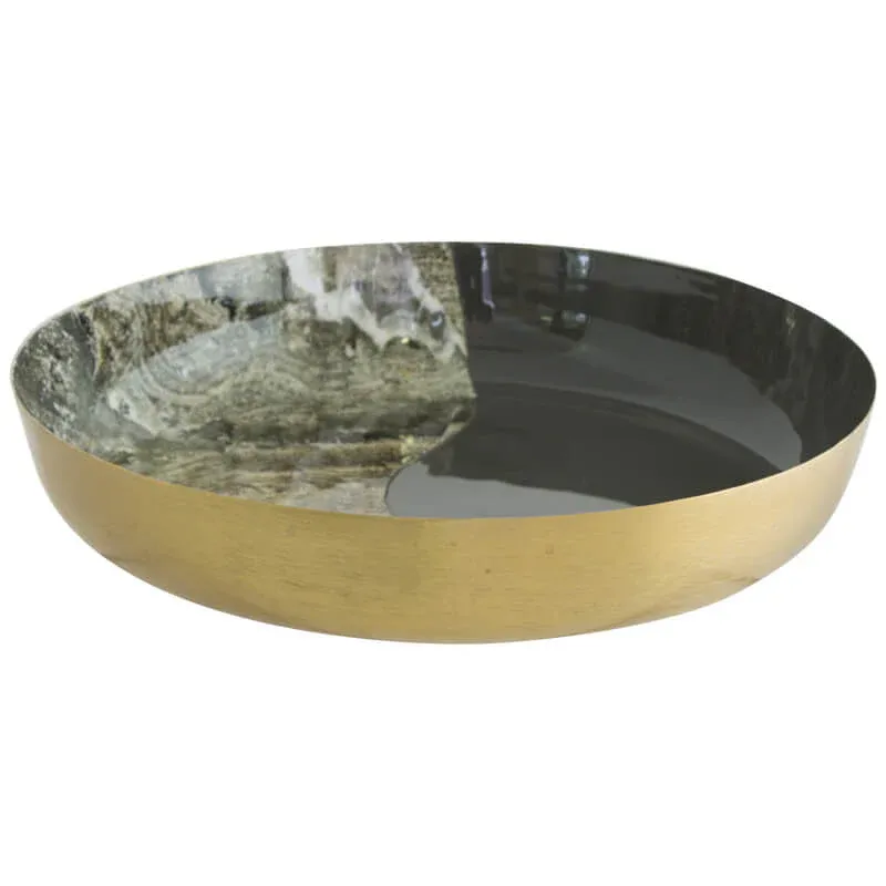 BLACK BROWN MARBLE TRAY 36X6CM