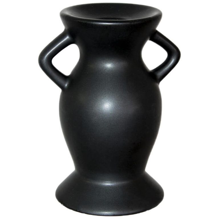 BLACK HANDLED CANDLE HOLDER  13CM