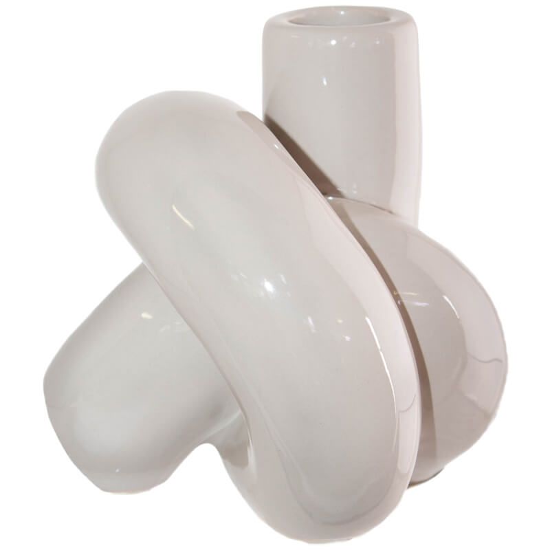 GLAZED BEIGE CANDLE HOLDER 11X10CM