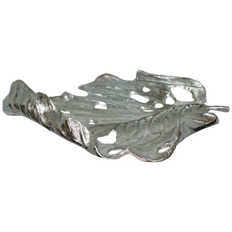 SILVER MONSTERIA LEAF 42X30CM