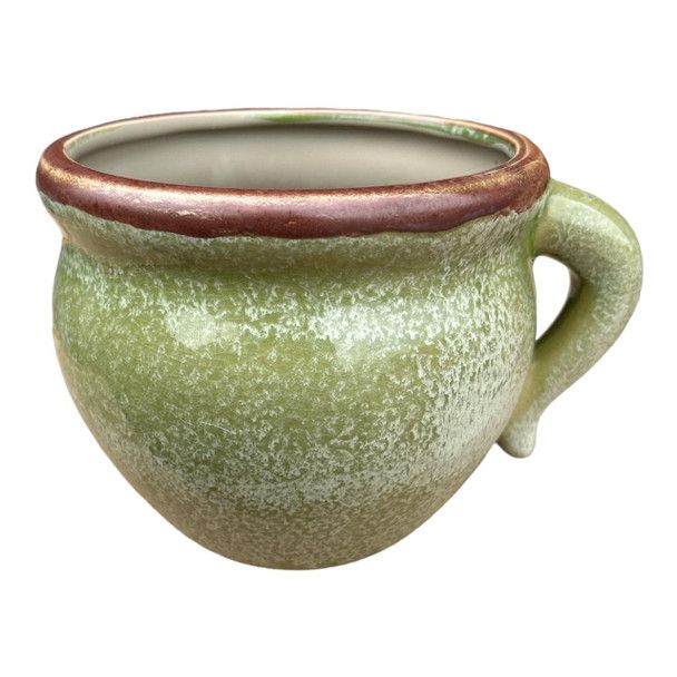 CERAMIC ONE ARM POT RUSTIC GREEN