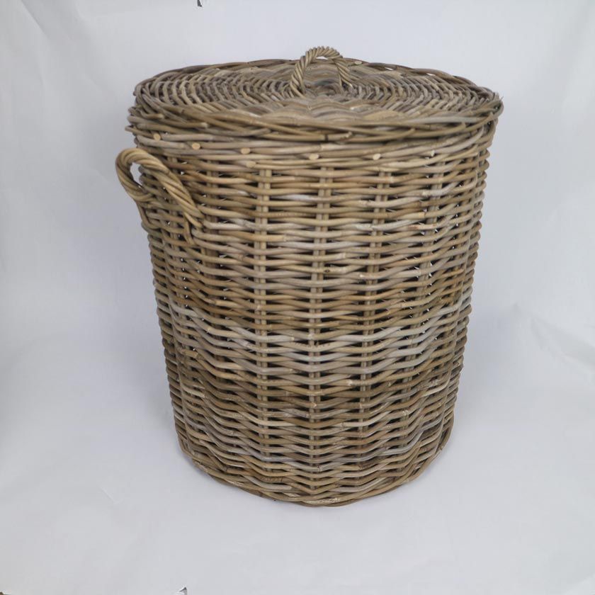 RATTAN THICK LAUNDRY CIRCULUS WITH FLAT LID
