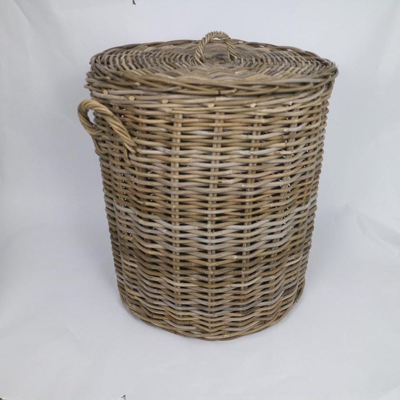 RATTAN THICK LAUNDRY CIRCULUS WITH FLAT LID