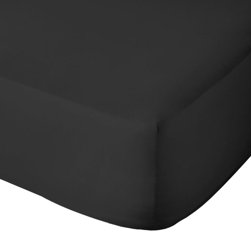 VOLPES FITTED SHEET EGYPTIAN COTTON EXTRA LENGTH AND DEPTH KING BLACK