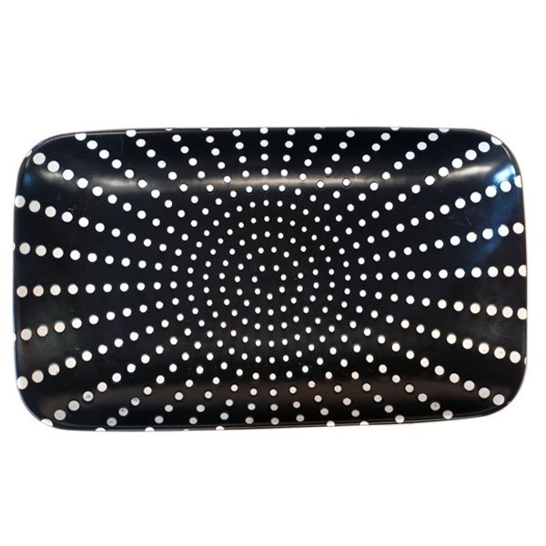 CERAMIC RECTANGULAR PLATTER DOTS BLACK