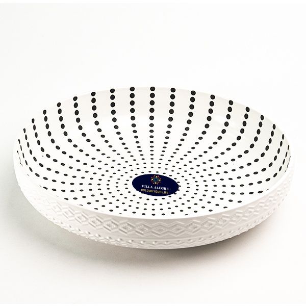 CERAMIC SERVING DISH 30CM DOTS WHITE