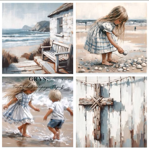 WOODEN BLOCKS SET OF 4 20X20 SEASIDE JOY
