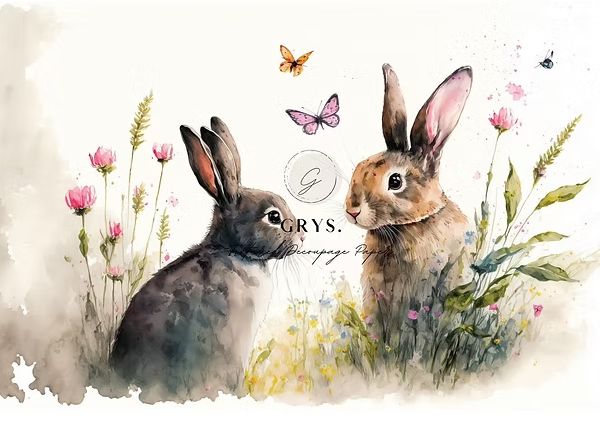 GRYS DECOUPAGE FIELD BUNNIES A5