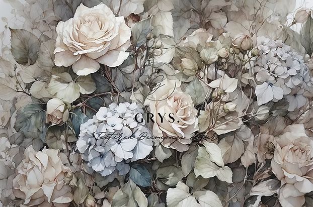 GRYS DECOUPAGE HYDRANGEAS A3