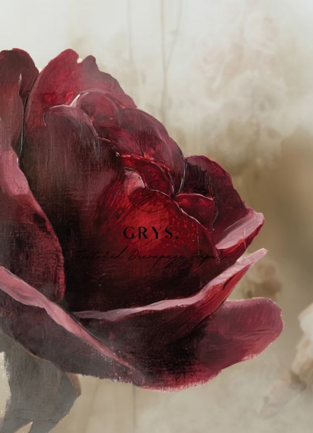 GRYS DECOUPAGE RED ROSE A1