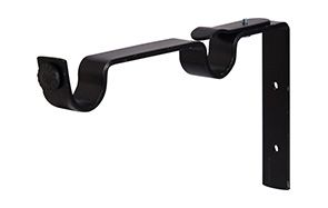 CURTAIN BRACKET BLACK DBL BENT 2PP