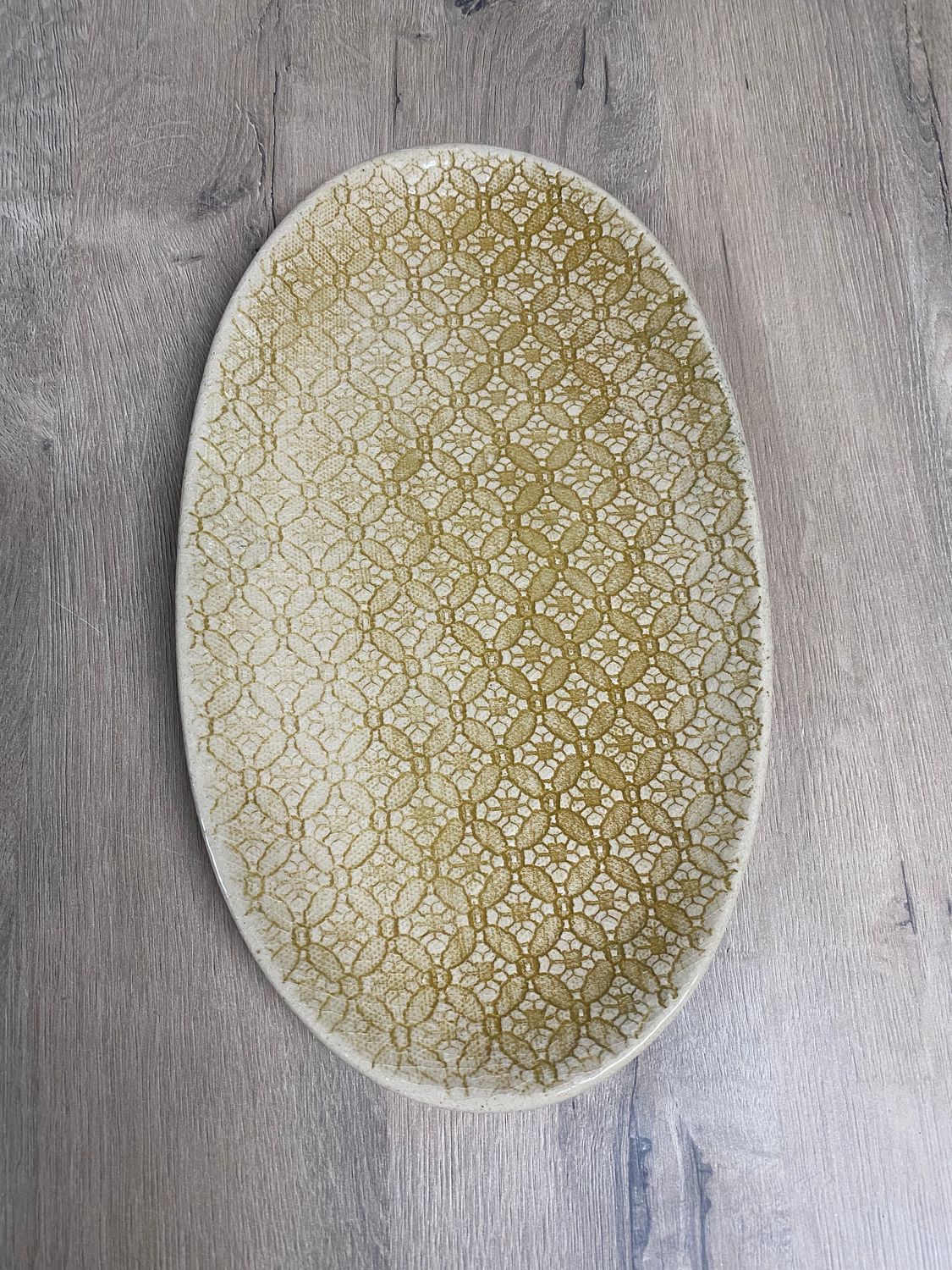 GINGHAM PLATTER BOARD OVAL SMALL