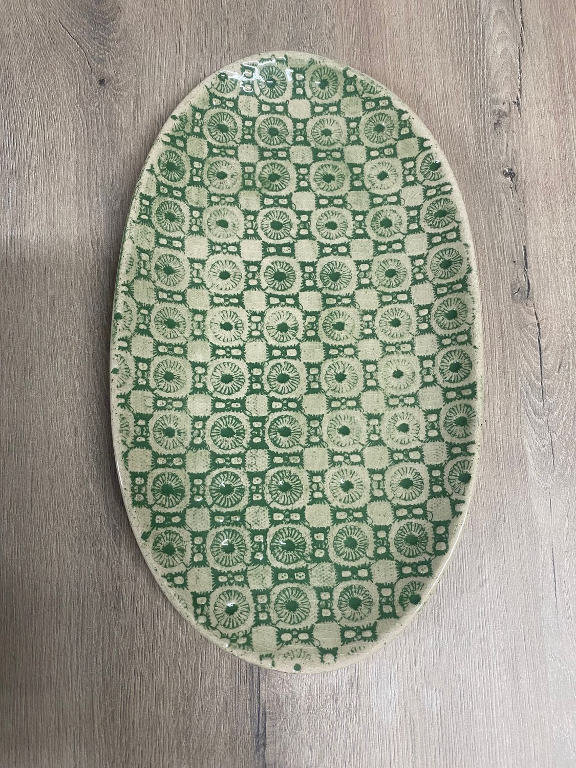 GINGHAM PLATTER BOARD OVAL SMALL