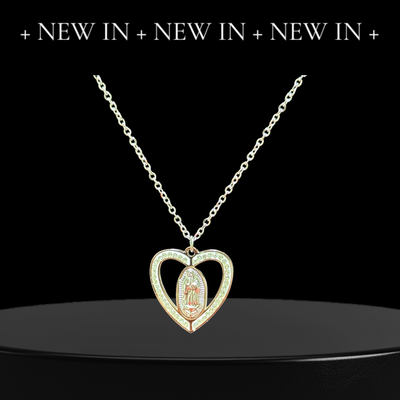 Collana cuore con rosario e brillantini