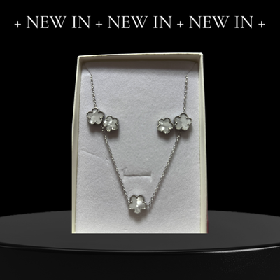Collana + orecchini modello van cleef bianco