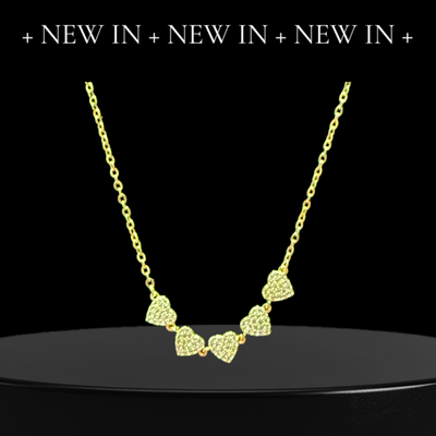 Collana pendente  5 cuori con brillantini