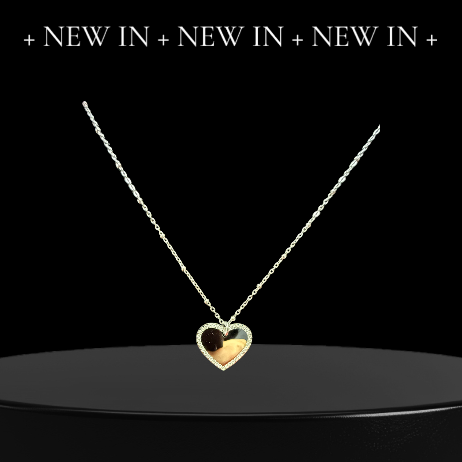 Collana pendente  cuore bordo con strass (personalizzabile)