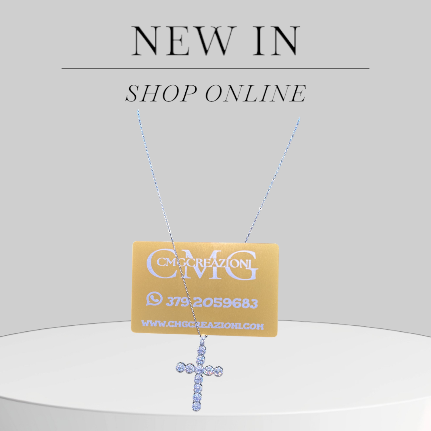 Collana croce grande brillantinata