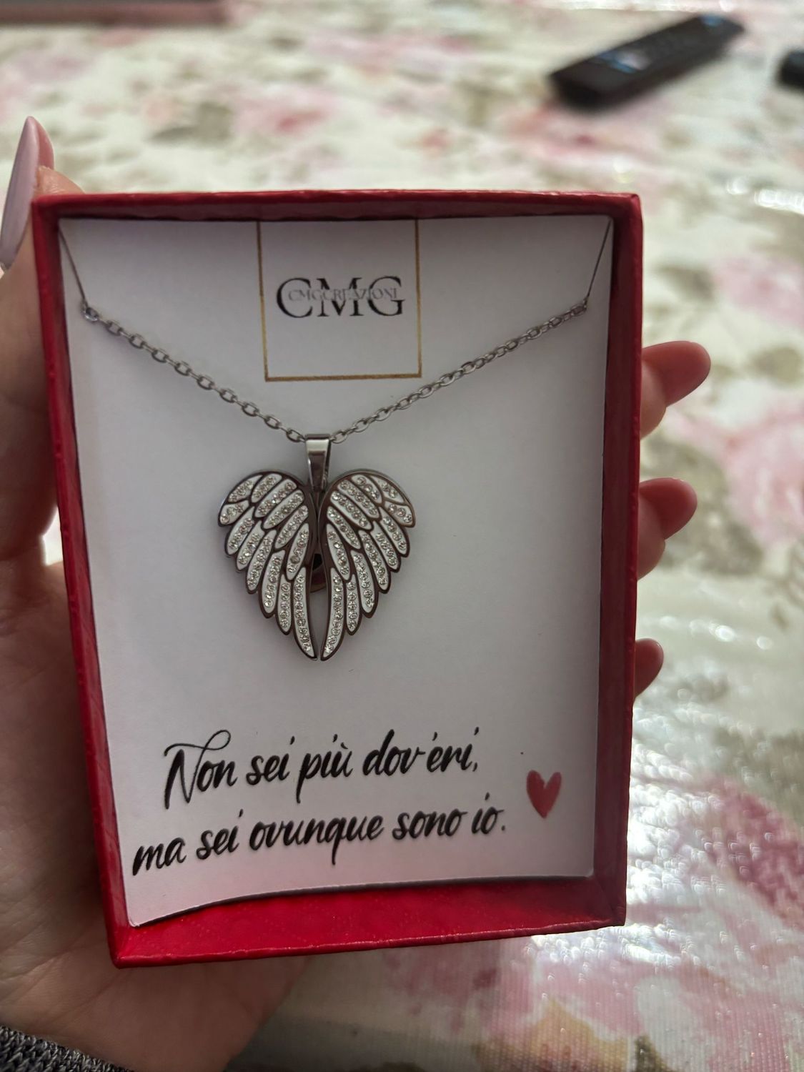 Collana cuore apribile con brillantini (personalizzabile)