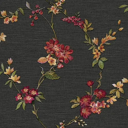 Vliesbehang Bestsellers 1  Fabric Touch/BS1 flower black FT221214