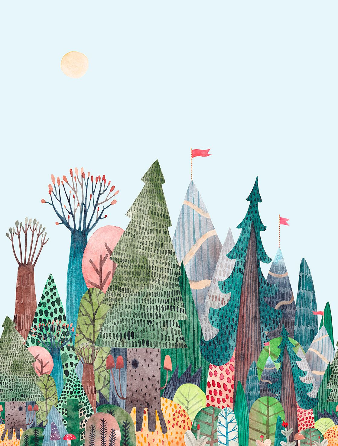 Poster-vliesbehang Cute Walls- Pine Forest 212x280cm CW6034-2
