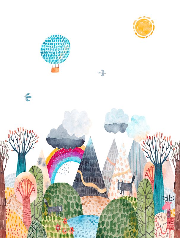 Poster-vliesbehang Cute Walls- Landscape 212x280cm CW6048-1