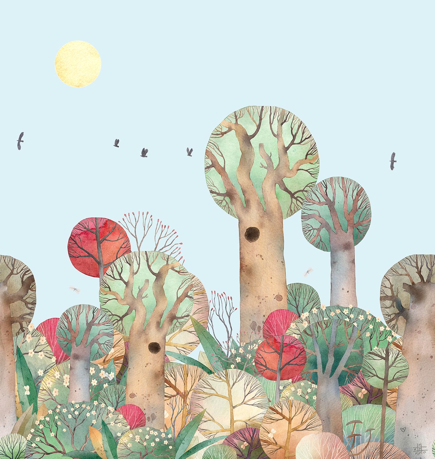 Poster-vliesbehang Cute Walls- Wonder Forest 265x280cm CW6049-2