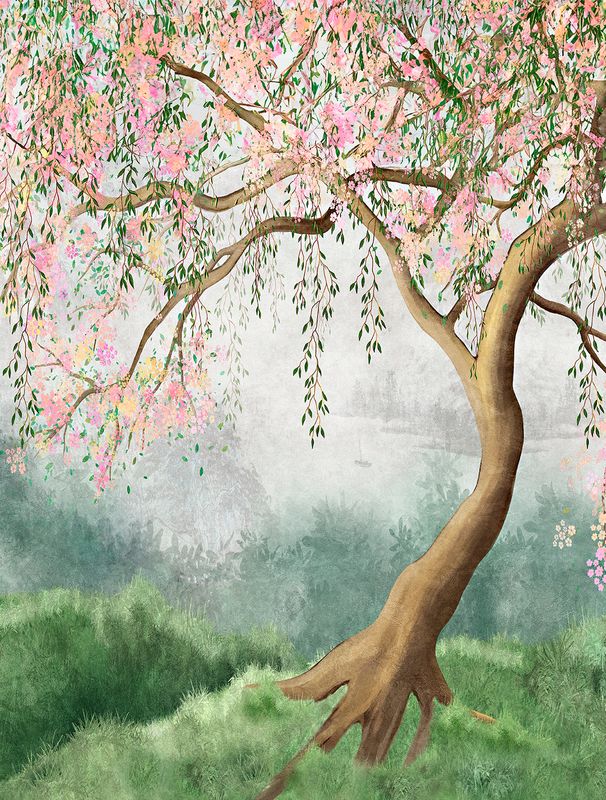 Poster-vliesbehang Cute Walls- Weeping Willow 212x280cm CW6052-1