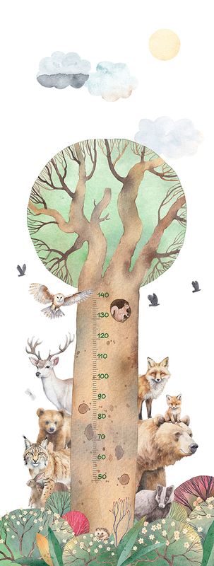 Poster-vliesbehang Cute Walls- Woodlnd Friends 106x280cm CW6060-1