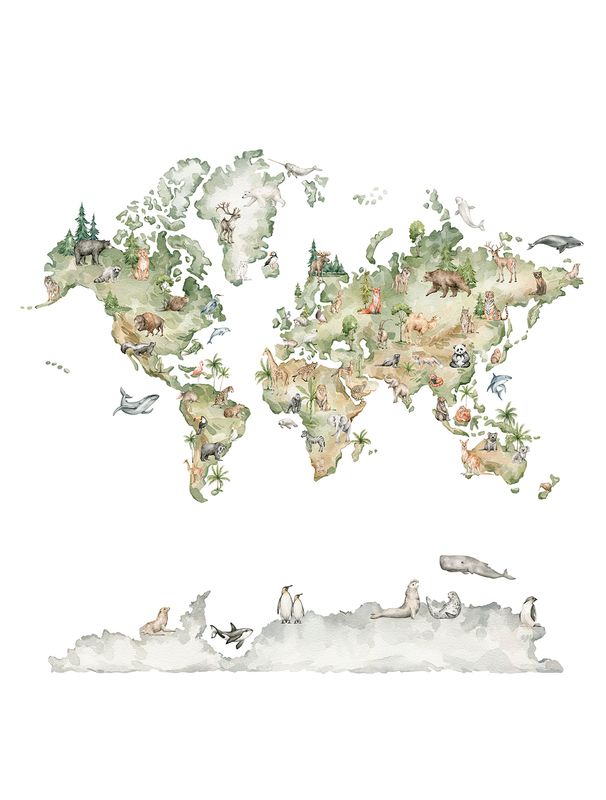 Poster-vliesbehang Cute Walls- Woodland Map 212x280cm CW6042-1