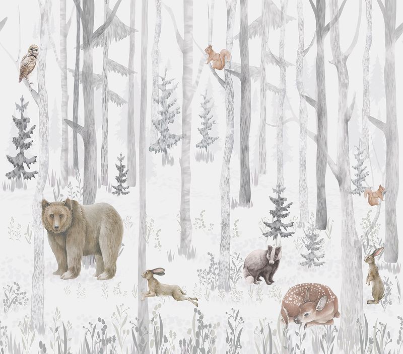 Poster-vliesbehang Cute Walls- Winter Woodland 318x280cm CW6044-1