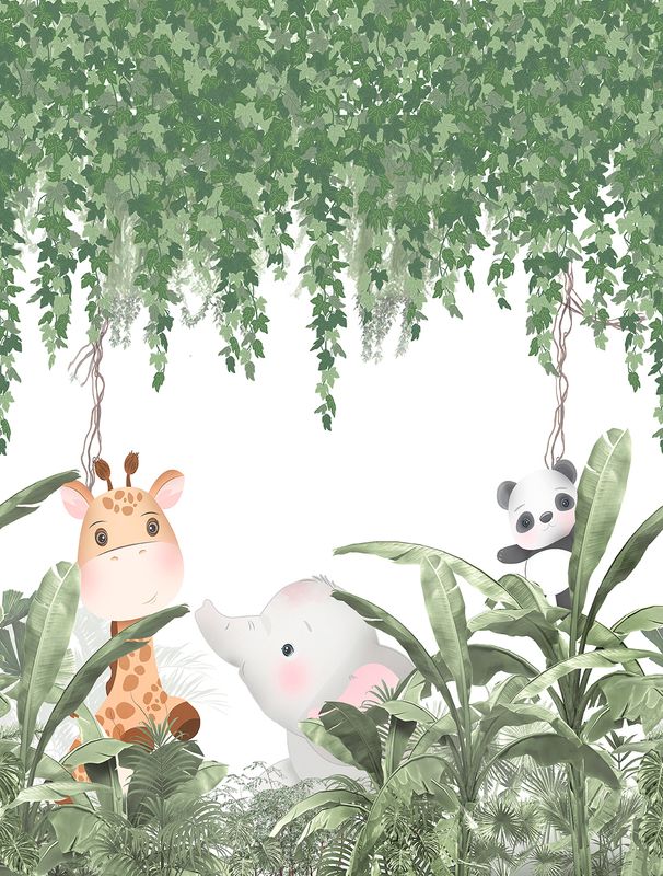Poster-vliesbehang Cute Walls- Jungle Frnd Exp 212x280cm CW6016-1