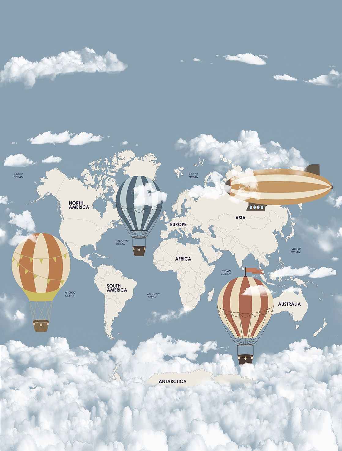 Poster-vliesbehang Cute Walls- Explorer&#39;s Exp 212x280cm CW6037-1