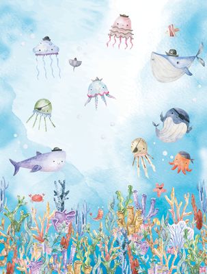 Poster-vliesbehang Cute Walls- Sealife 212x280cm CW6058-1