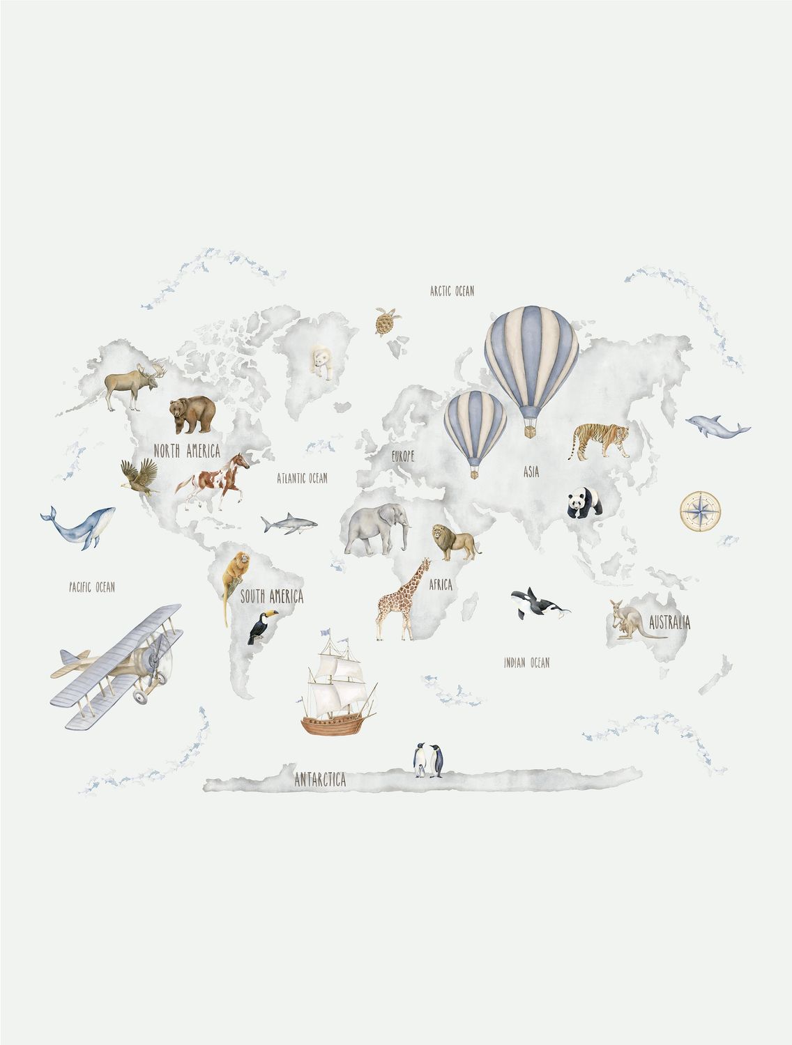 Poster-vliesbehang Cute Walls- Adv. Atlas Art 212x280cm CW6118-1