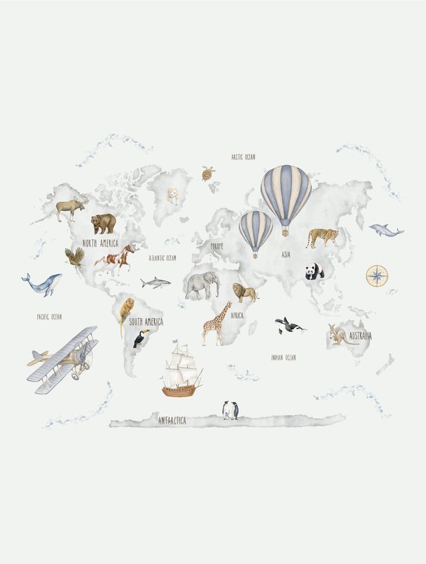 Poster-vliesbehang Cute Walls- Adv. Atlas Art 212x280cm CW6118-1