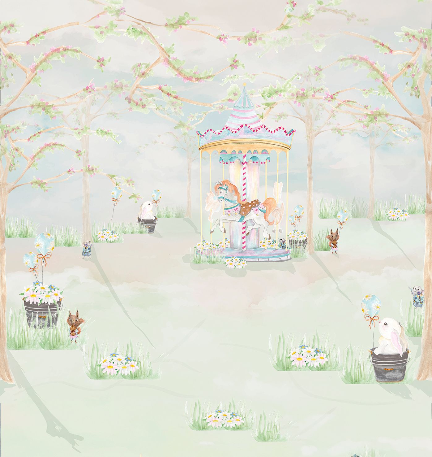 Poster-vliesbehang Cute Walls- Carousel 265x280cm CW6111-1