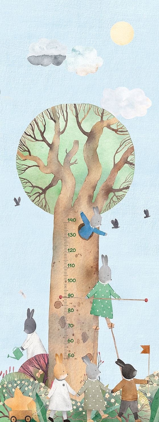 Poster-vliesbehang Cute Walls- Playful Bunnies 106x280cm CW6064-1