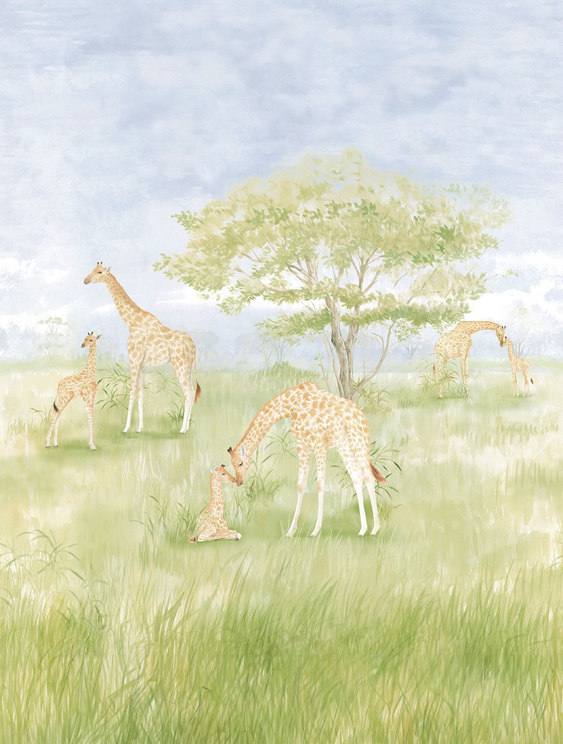 Poster-vliesbehang Cute Walls- Giraffes 212x280cm CW6112-2