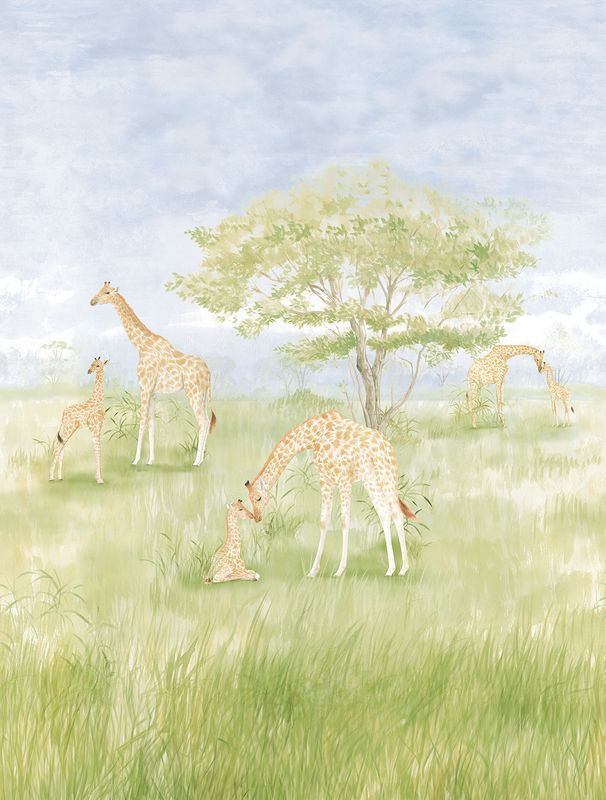 Poster-vliesbehang Cute Walls- Giraffes 212x280cm CW6112-2