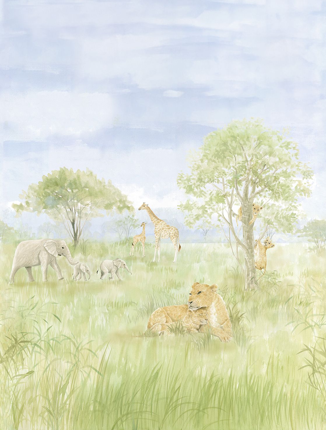 Poster-vliesbehang Cute Walls- Safari Park 212x280cm CW6113-2