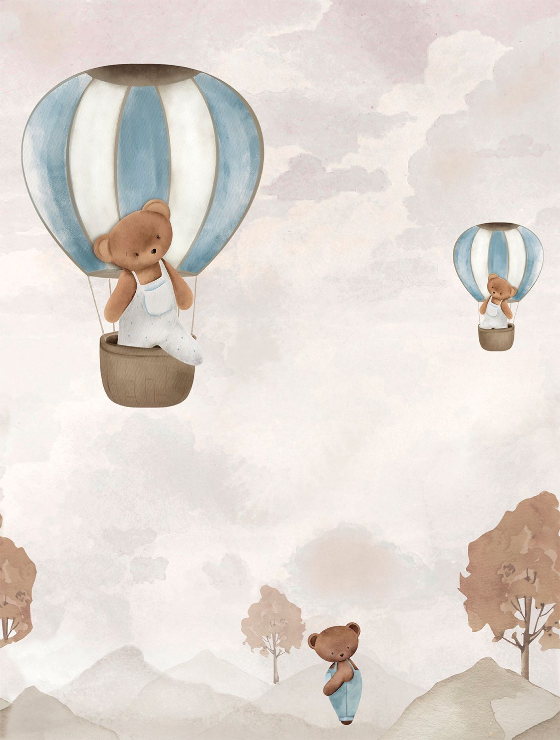 Poster-vliesbehang Cute Walls- Balloon Buddies 212x280cm CW6135-1