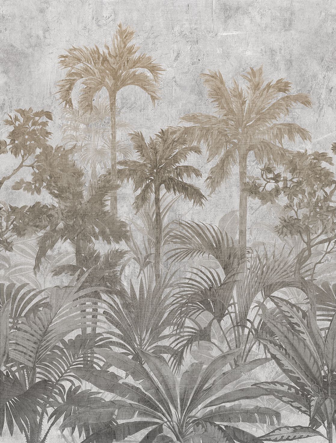 Poster-vliesbehang Feature W- Palm Trees grey 212x280cm FW4027-1